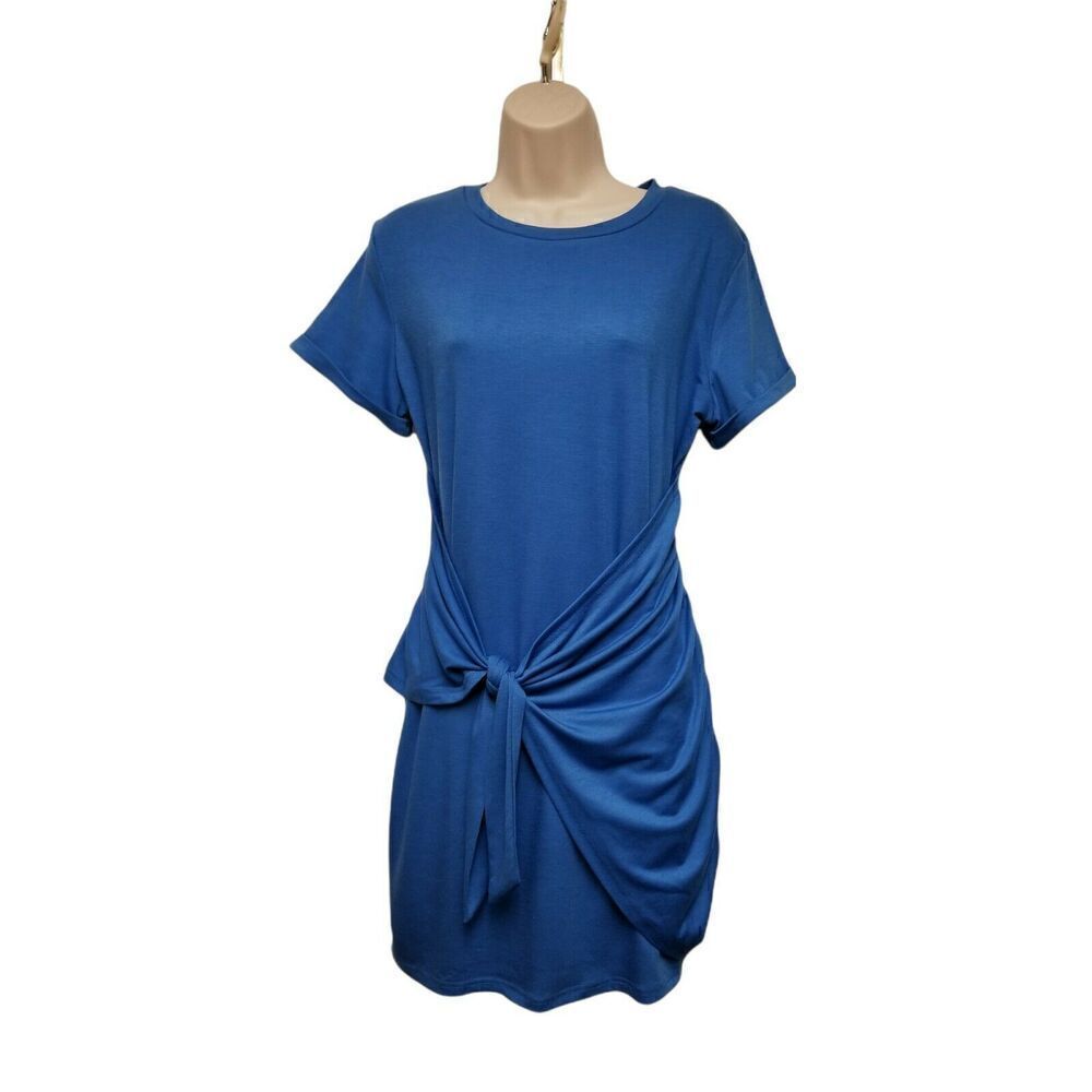 Lillusory Classic Mariposa' Front Tied Wrap Mini Dress Color Royal Blue Size L